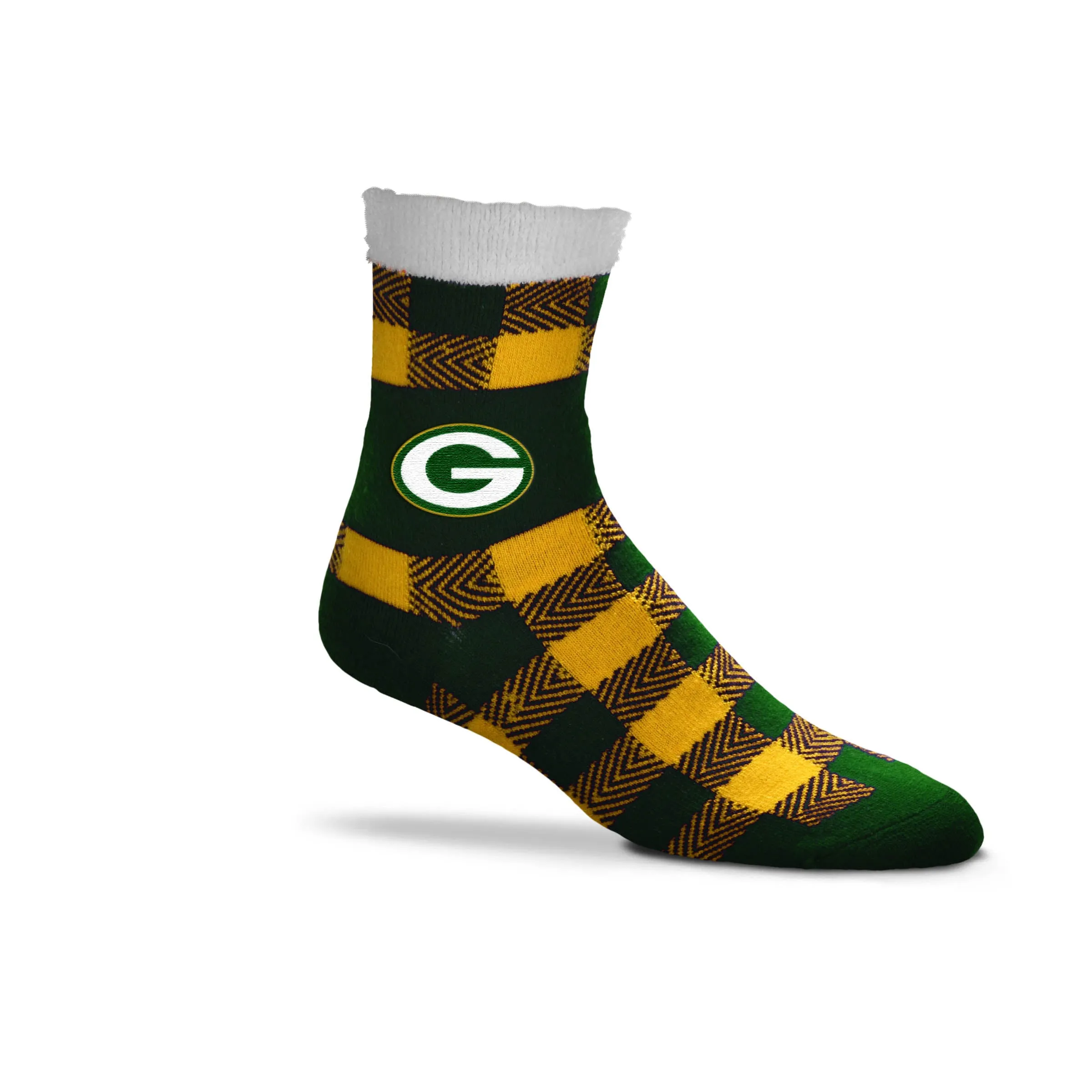 Green Bay Packers Buffalo Plaid Slipper Socks, One Size