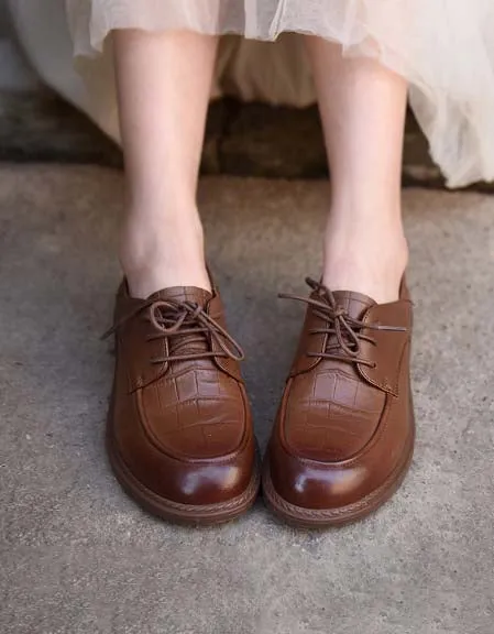 Handmade Vintage Comfy Lace-up Loafers