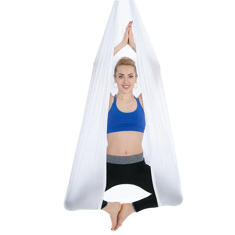 Household Handstand Elastic Stretching Rope Aerial Yoga Hammock Set(White)