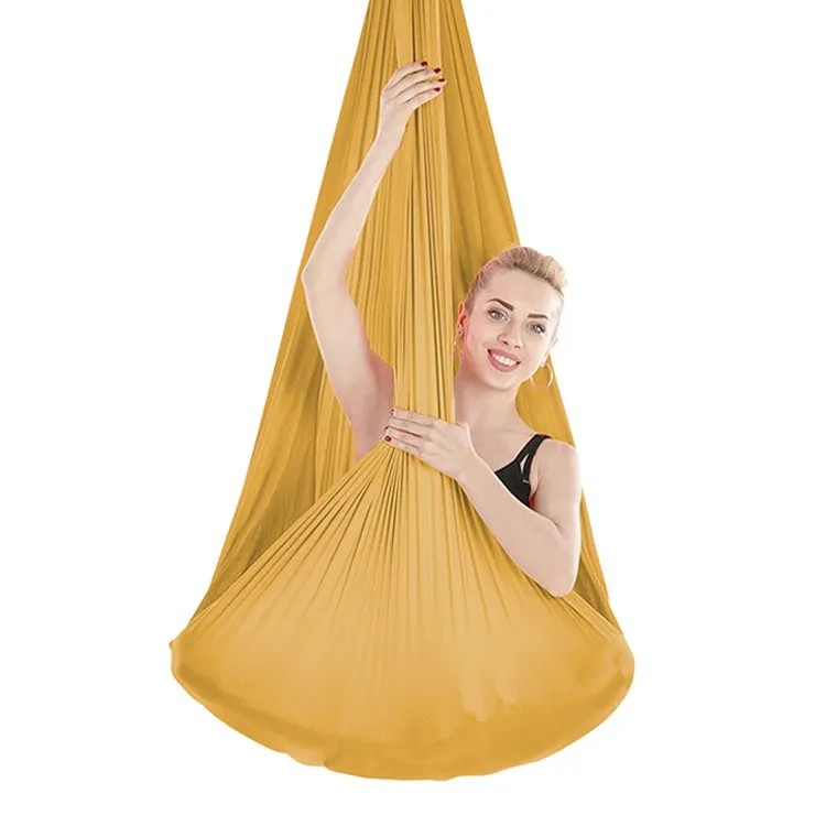 Indoor Anti-gravity Yoga Knot-free Aerial Yoga Hammock with Buckle / Extension Strap, Size: 400x280cm(Gold)