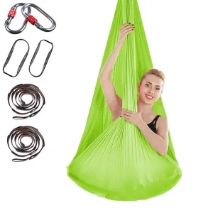 Indoor Anti-gravity Yoga Knot-free Aerial Yoga Hammock with Buckle / Extension Strap, Size: 400x280cm(Grass Green)