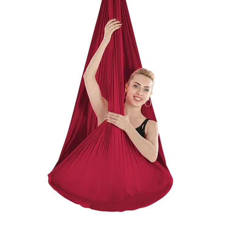 Indoor Anti-gravity Yoga Knot-free Aerial Yoga Hammock with Buckle / Extension Strap, Size: 400x280cm(Wine Red)