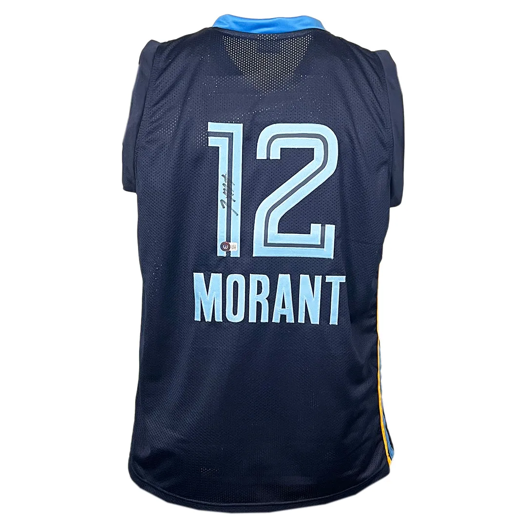 Ja Morant Signed Memphis Navy Icon Edition Basketball Jersey (Beckett)