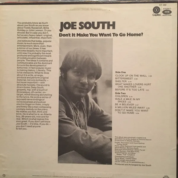 Joe South - Don't It Make You Want To Go Home (LP, Album, Win) (NM or M-)