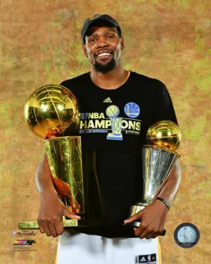 Kevin Durant with the 2017 NBA Championship & MVP Trophies Game 5 of the 2017 NBA Finals