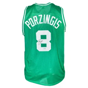 Kristaps Porzingis Signed Boston Green Boston Front Basketball Jersey (Beckett)