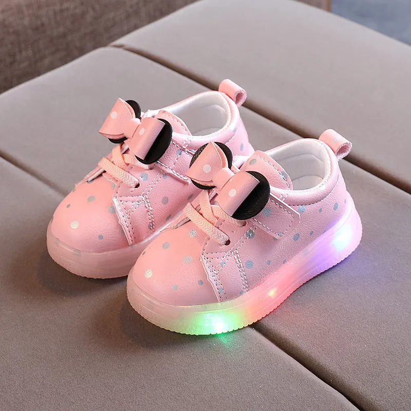 Light-up Shoes Girls Bowknot LED Light-up