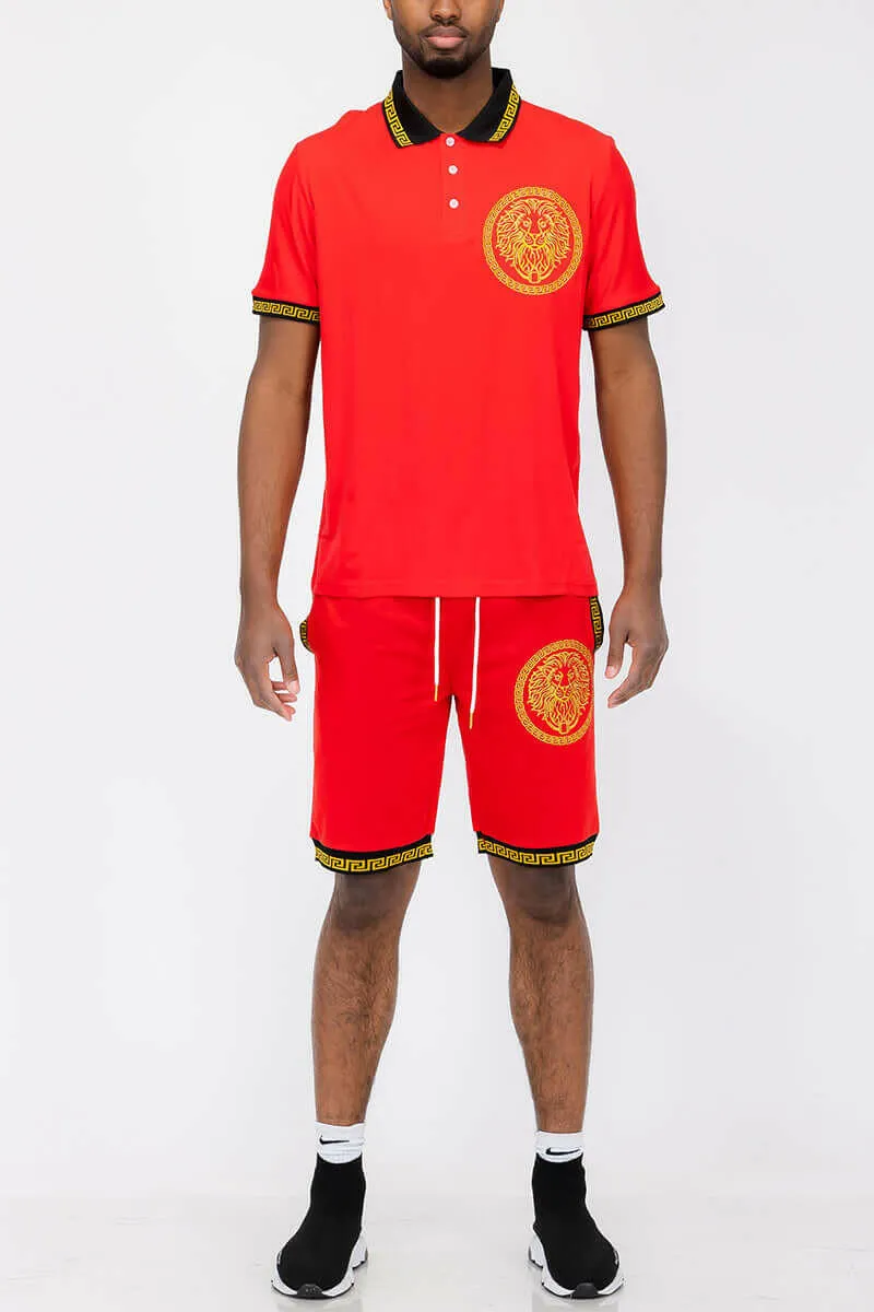 Lion Head Polo Short Set