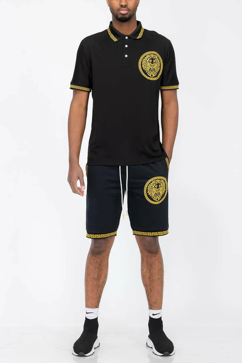 Lion Head Polo Short Set