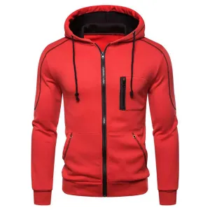 Long Sleeve Zipper Fleece Sports Hoodie for Men Clothing up to 4 XL Plus