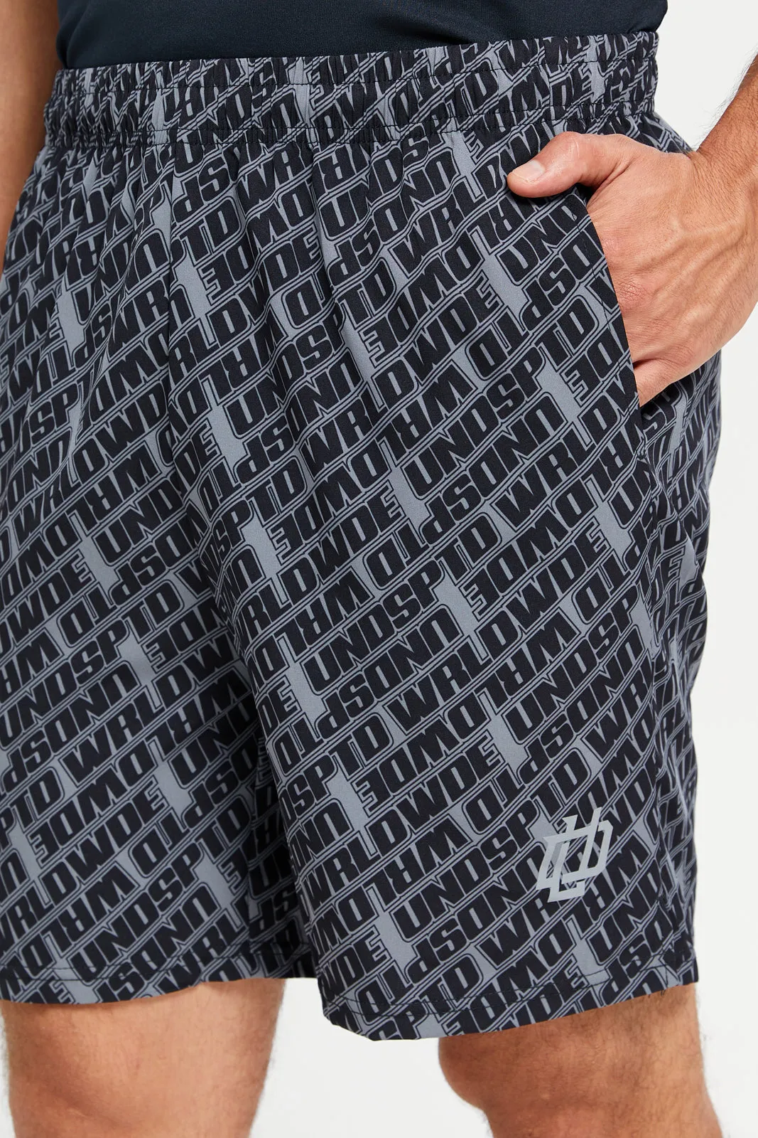 Men Charcoal Printed Active Short