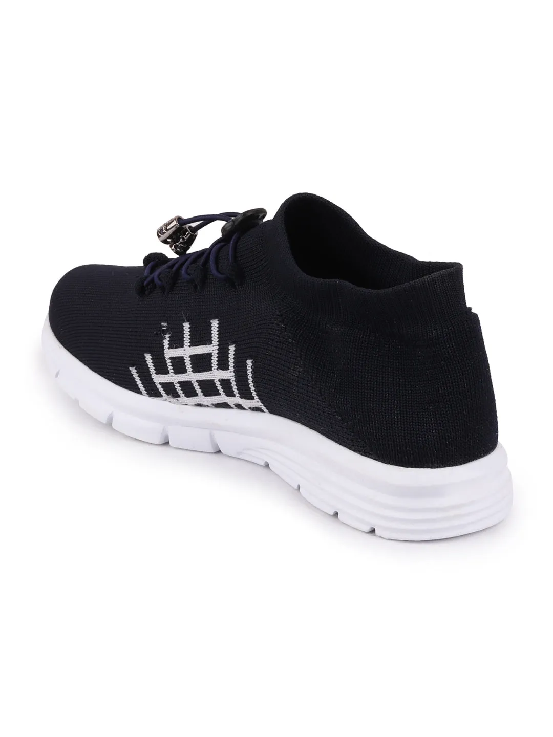 Men Navy Blue Sports Lace-Up Walking Shoes