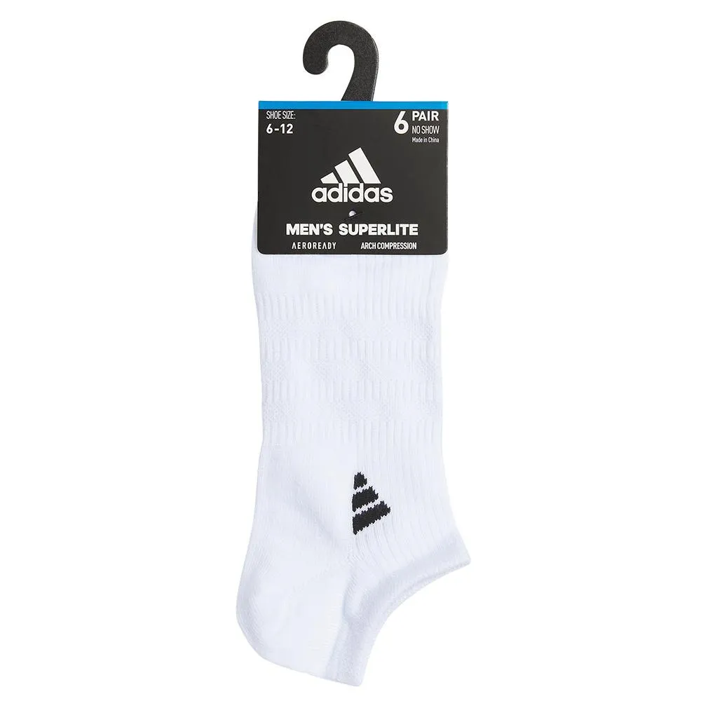 Men`s Superlite 3.0 6 Pack No Show Tennis Socks White and Black