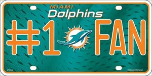 Miami Dolphins #1 Fan NFL Embossed Metal License Plate