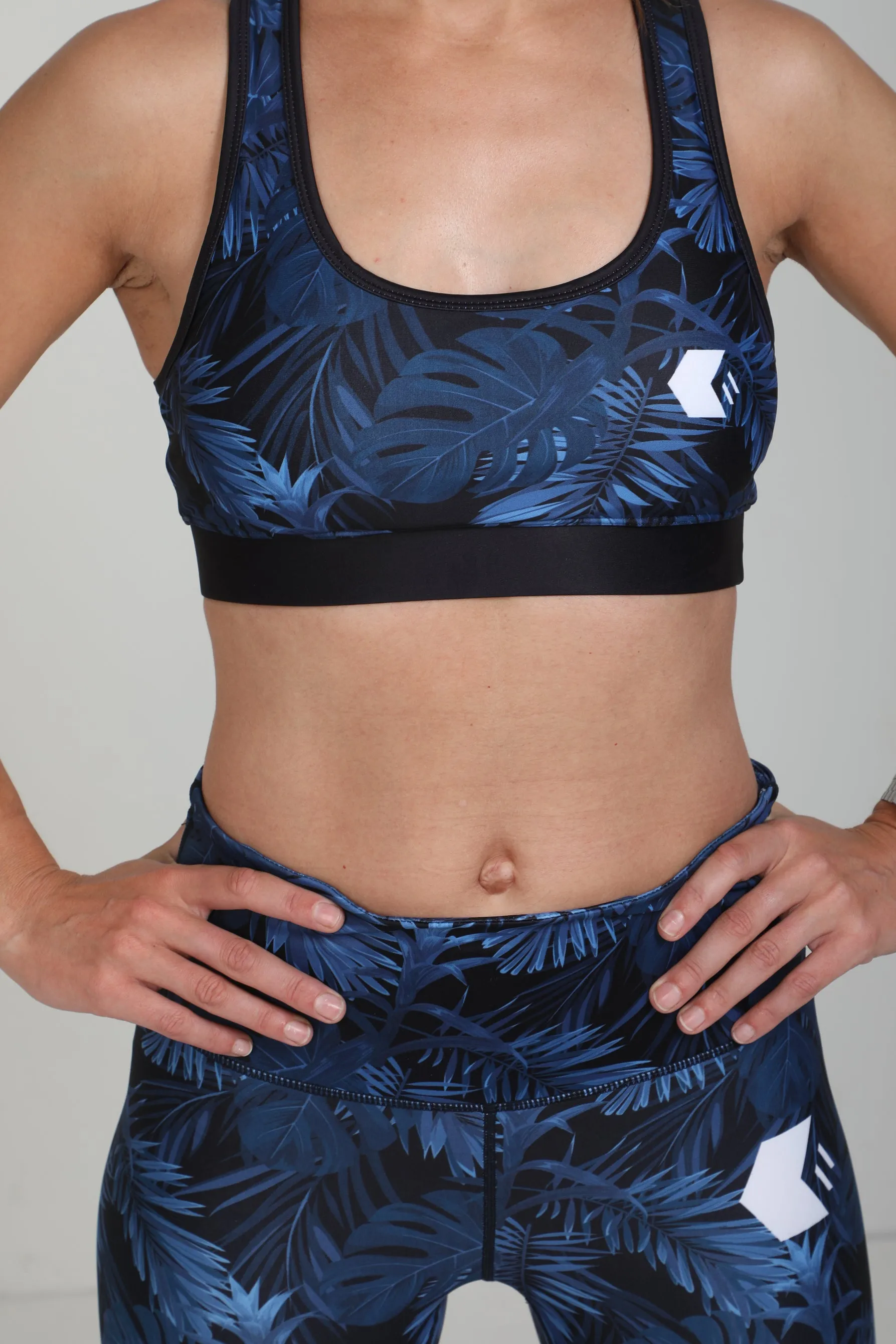 Midnight Blue Leaf Sports Bra