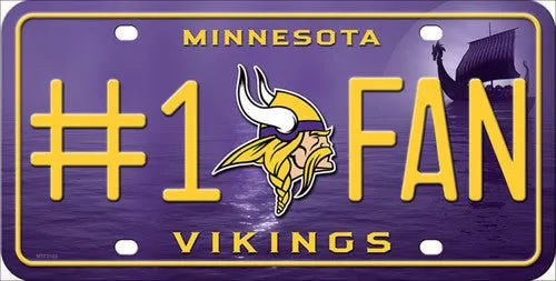 Minnesota Vikings #1 Fan NFL Embossed Metal License Plate