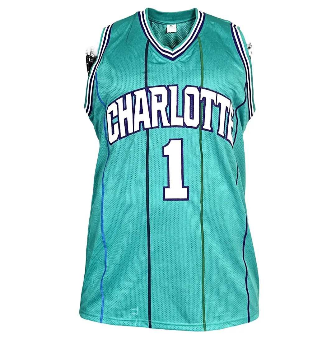 Muggsy Bogues Signed Charlotte Teal Basketball Jersey (Beckett)