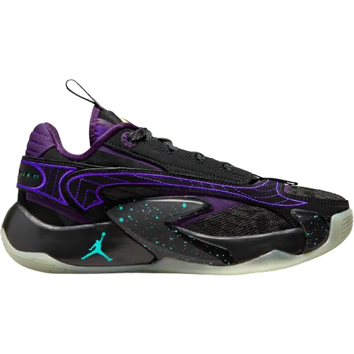 Nike Kid's Jordan Luka 2 Shoes - Black / Grand Purple / Aurora Green / Glow