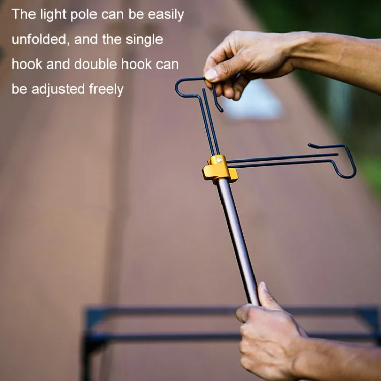 Outdoor Camping Telescopic Double Hook Folding Light Stand(Golden)