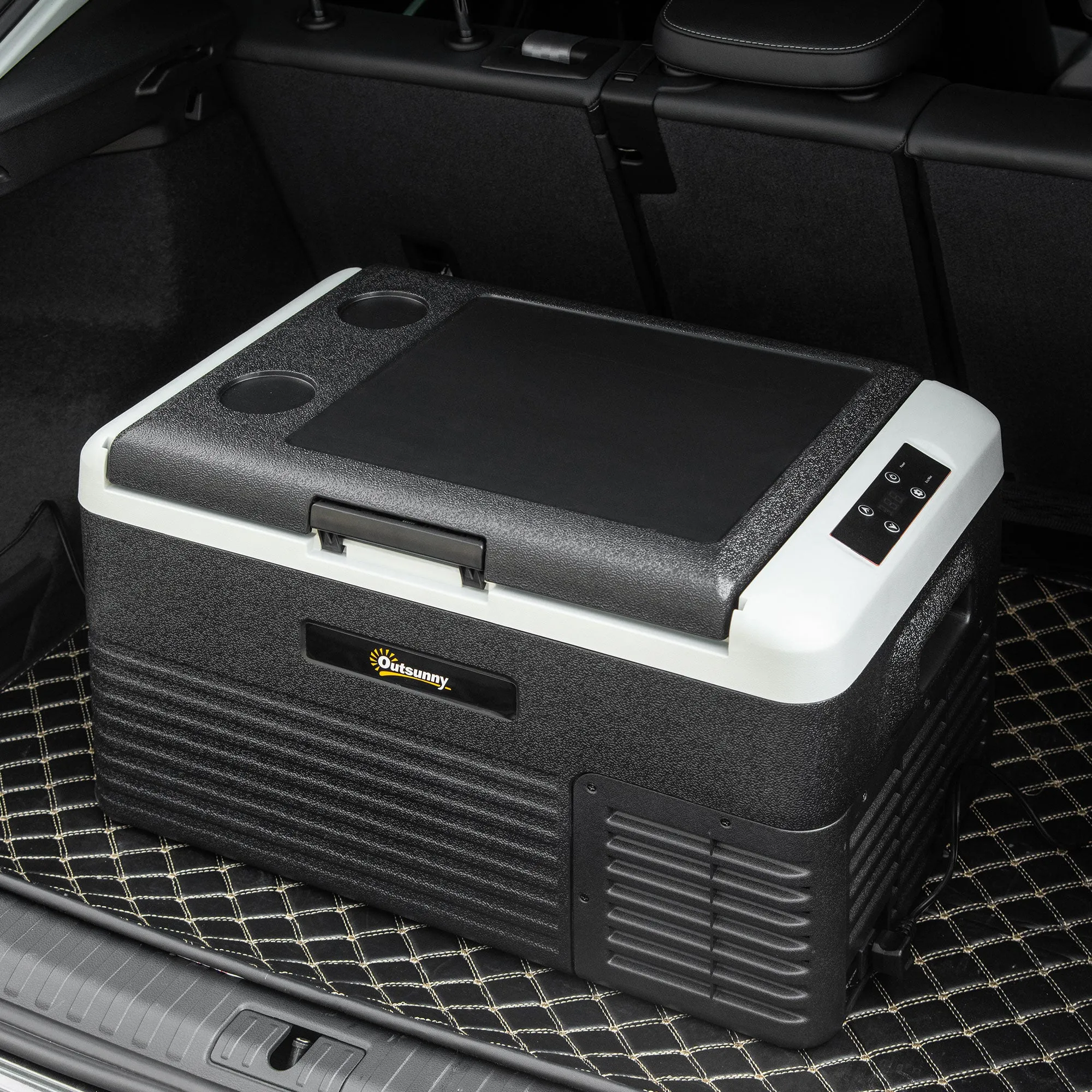 Outsunny 30L Car Refrigerator, Portable Compressor Car Fridge Freezer, Electric Cooler Box with 12/24V DC and 110-240V AC for Camping, Driving, Picnic, Down to -20√¢¬Ä¬ö√É¬Ñ√É¬∂√¢¬à¬ö√É¬´√¢¬à¬ö√É¬¢