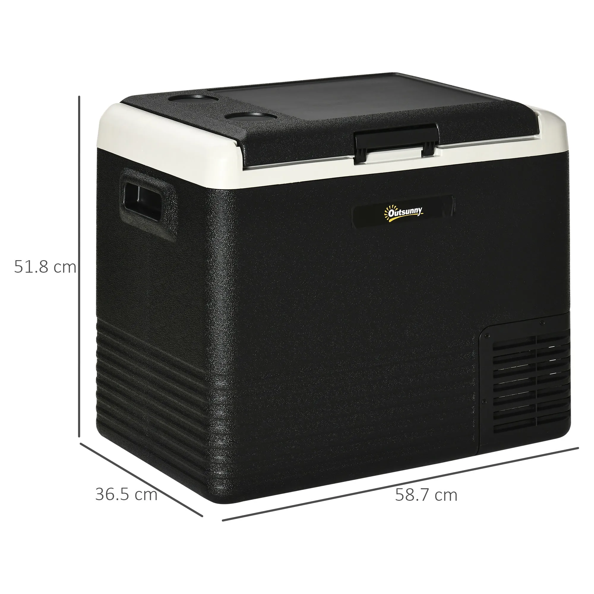 Outsunny 50L Car Refrigerator, Portable Compressor Car Fridge Freezer, Electric Cooler Box with 12/24V DC and 110-240V AC for Camping, Driving, Picnic, Down to -20√¢¬Ä¬ö√É¬Ñ√É¬∂√¢¬à¬ö√É¬´√¢¬à¬ö√É¬¢