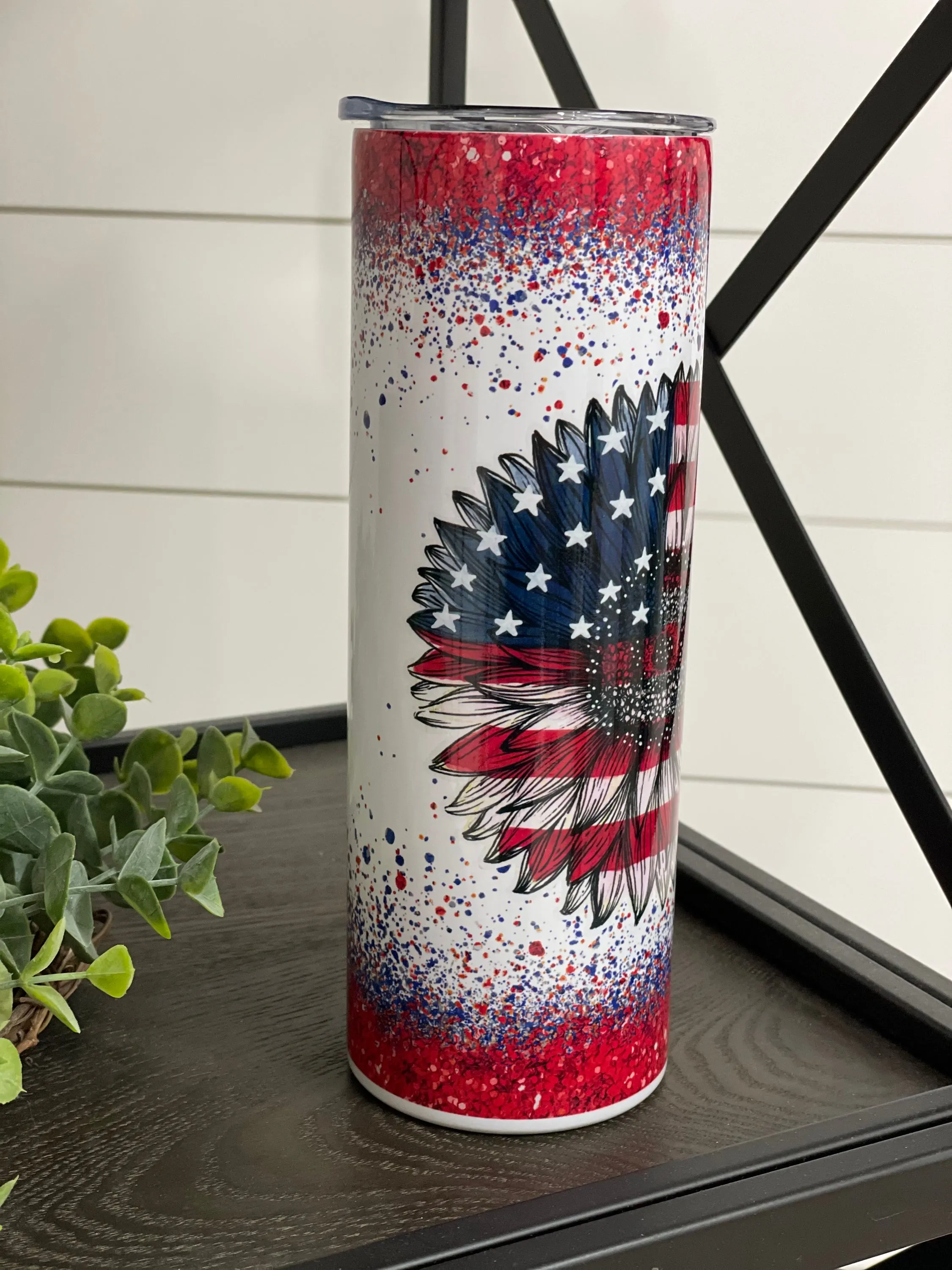 Patriotic Sunflower 20oz Skinny Tumbler