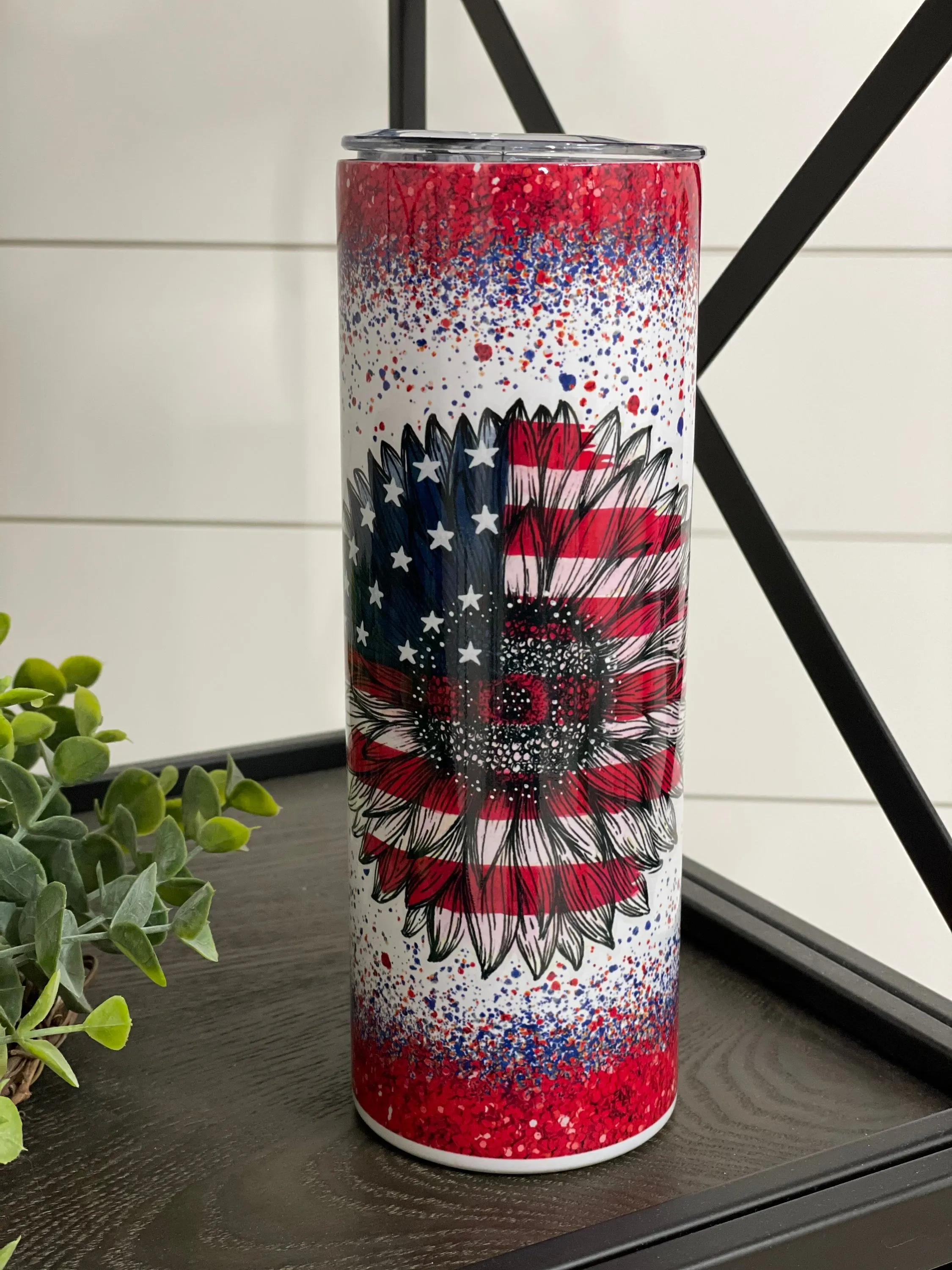 Patriotic Sunflower 20oz Skinny Tumbler