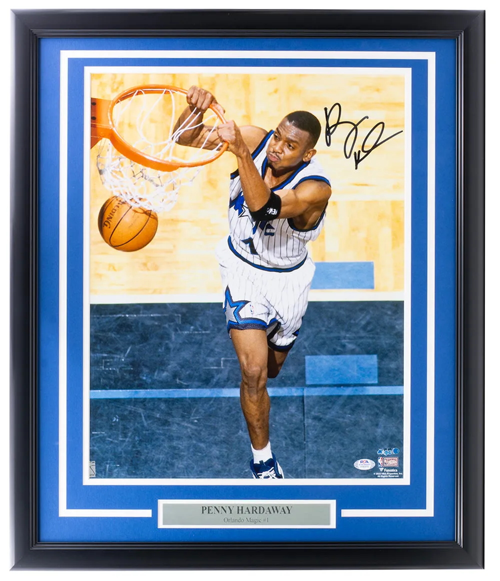 Penny Hardaway Signed Framed Orlando Magic 16x20 Dunk Photo PSA Hologram