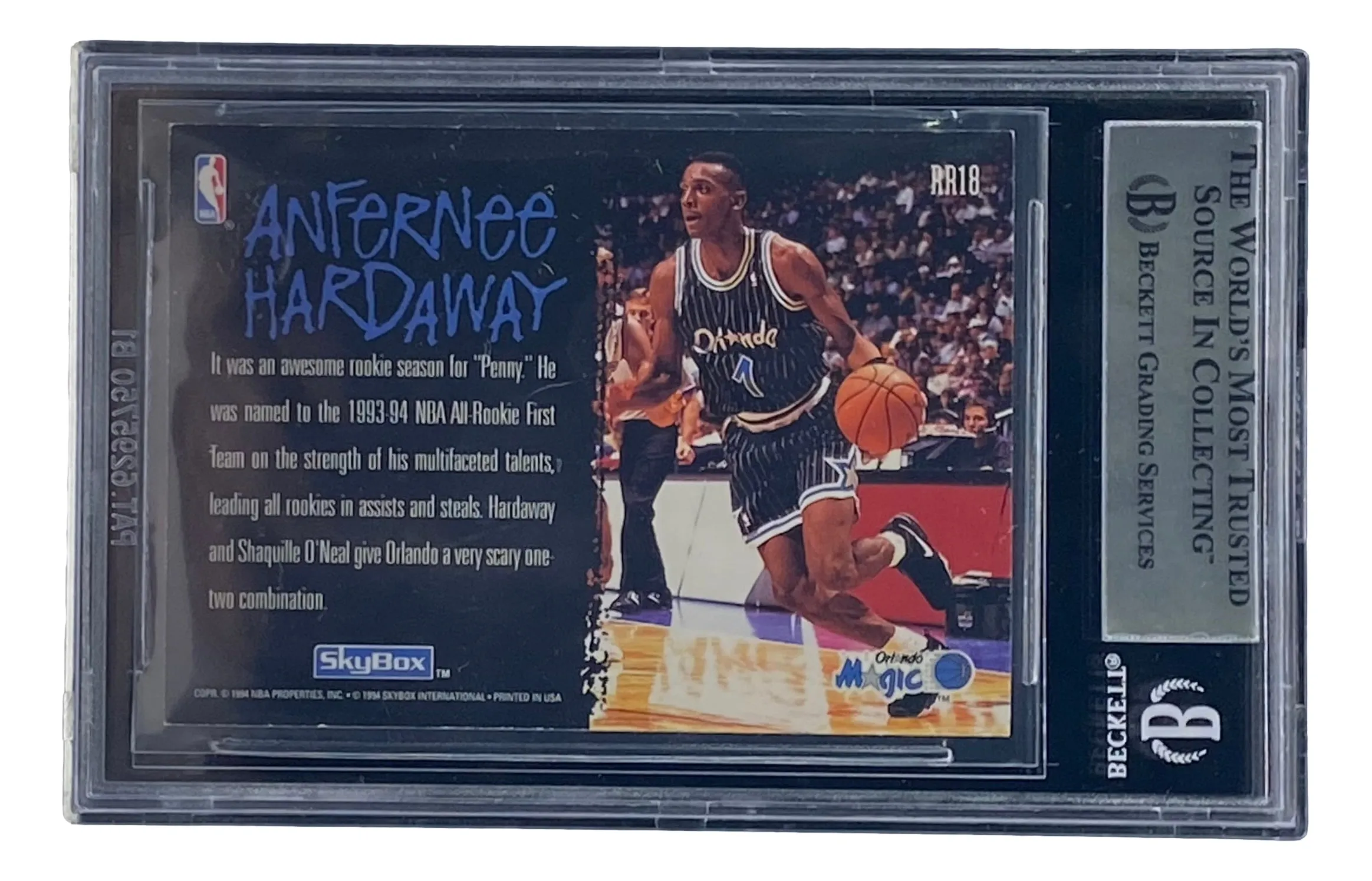 Penny Hardaway Signed Slabbed Orlando Magic 1994-95 SkyBox Premium #RR18 BAS