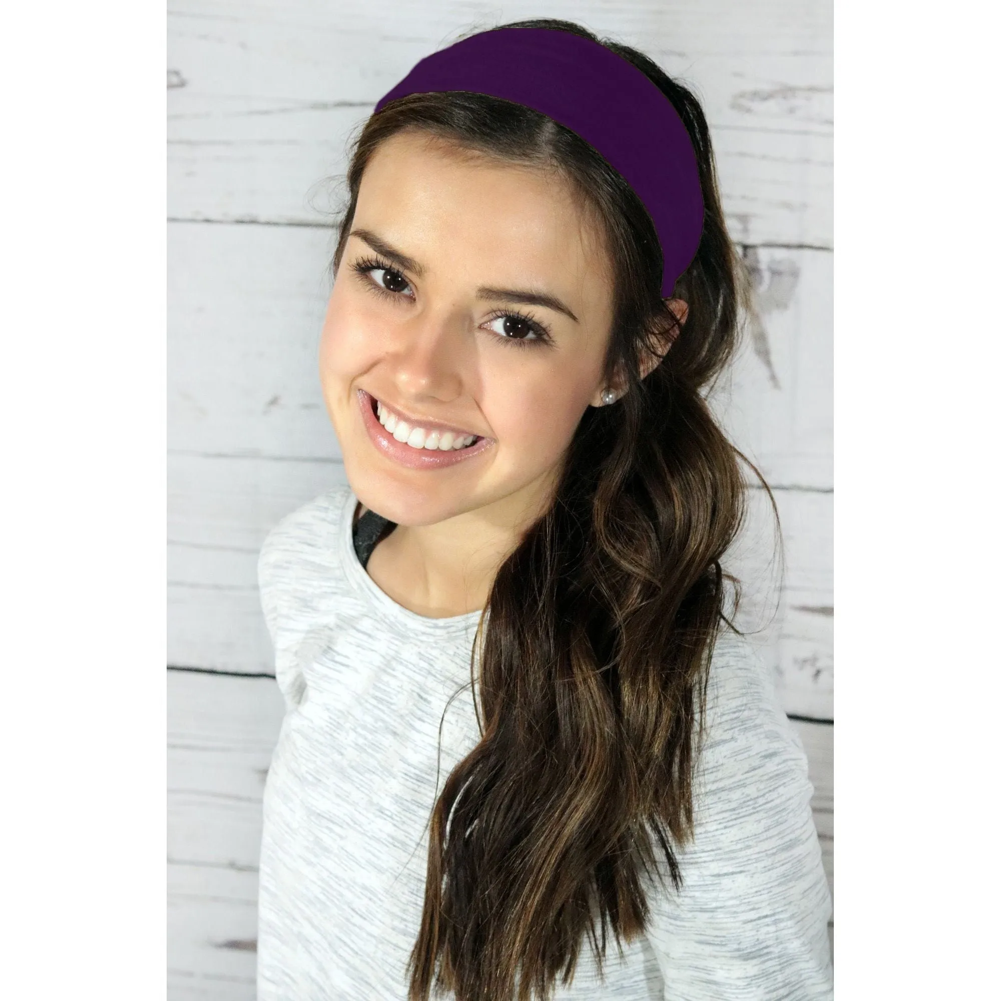 Plum Cotton Headbands - 12 Pack