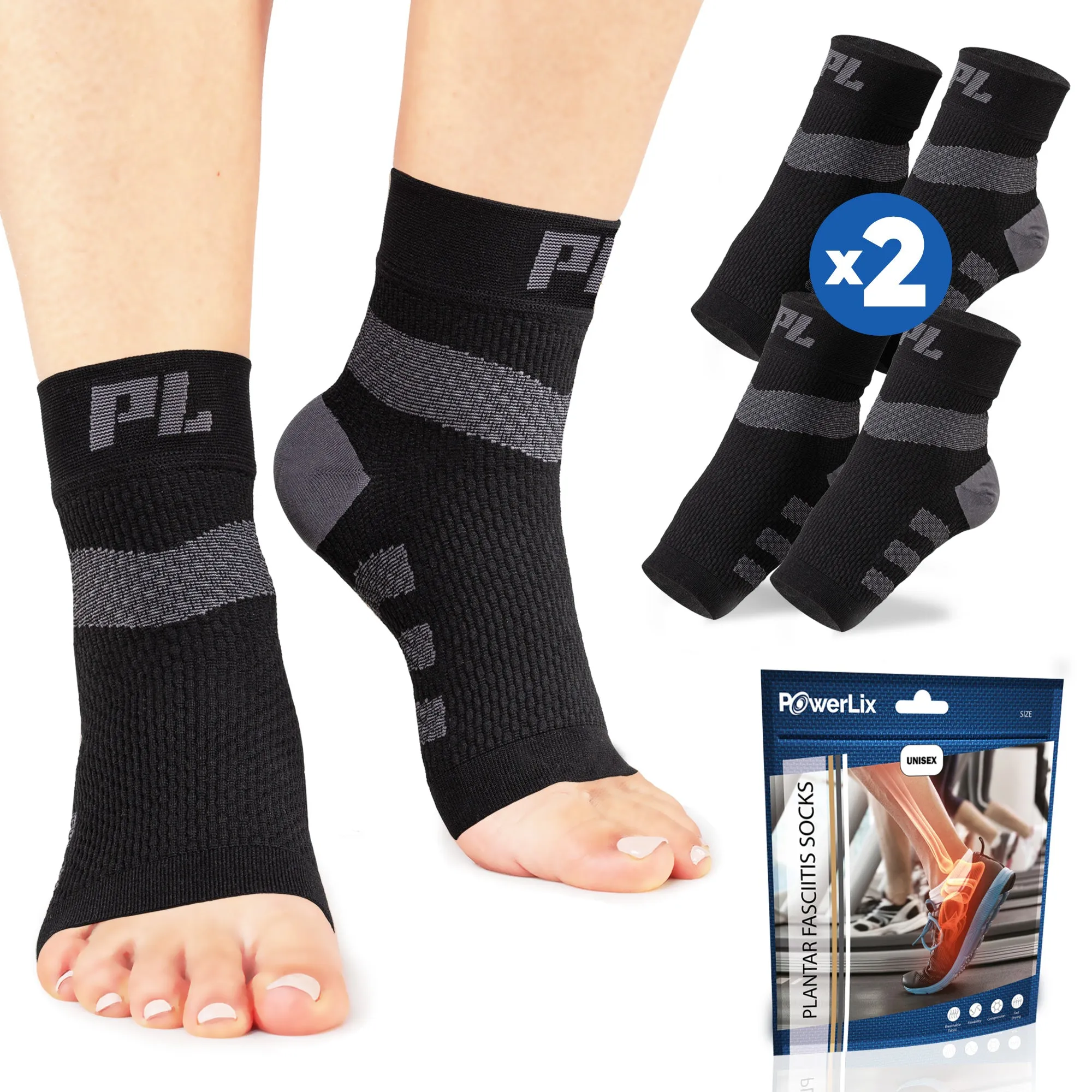 PowerLix™ Plantar Fasciitis Support Socks (2 Pairs)