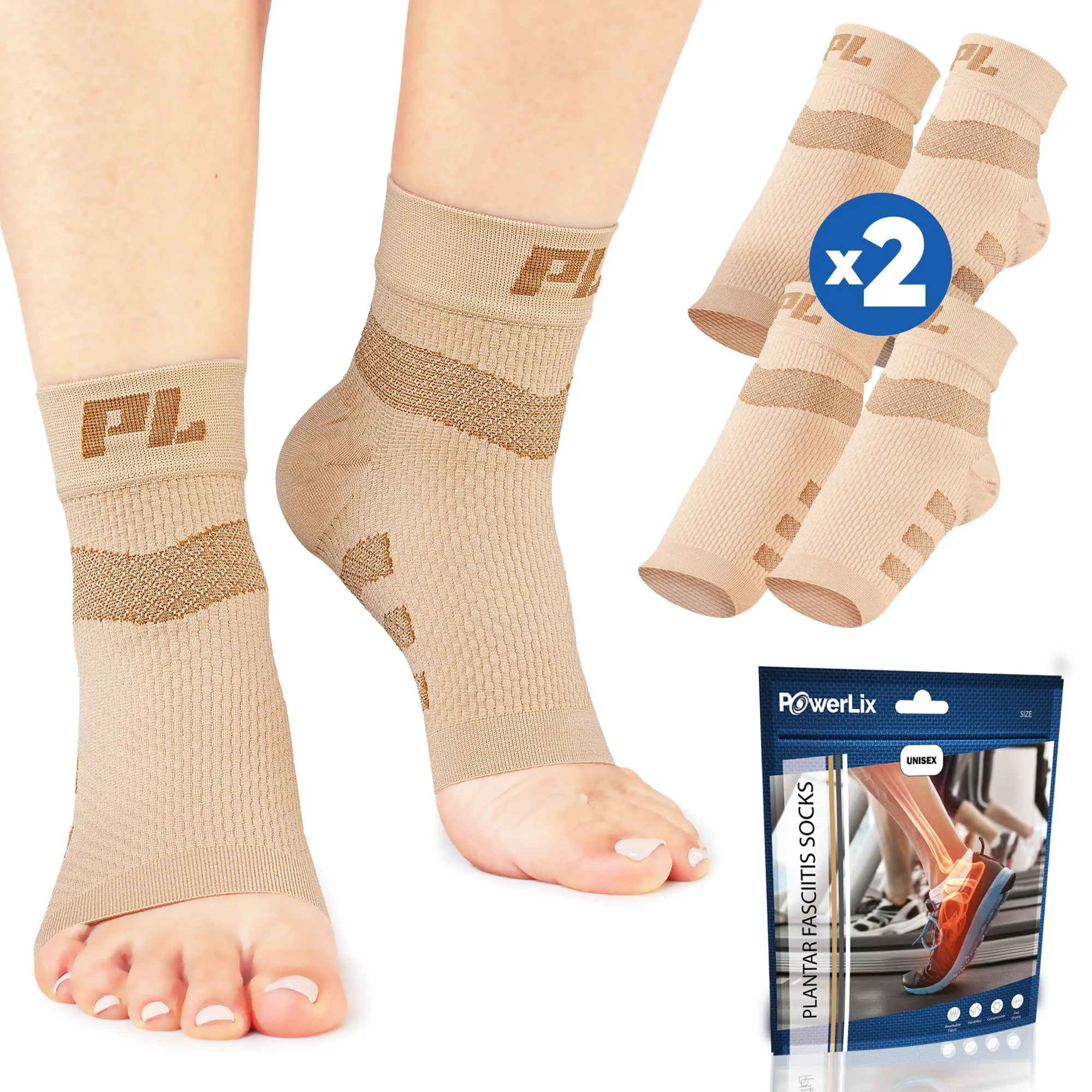 PowerLix™ Plantar Fasciitis Support Socks (2 Pairs)