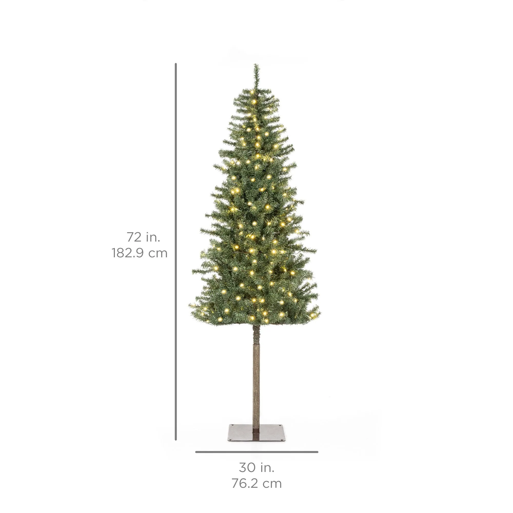 Pre-Lit Artificial Alpine Slim Pencil Christmas Tree w/ LED Lights, Stand