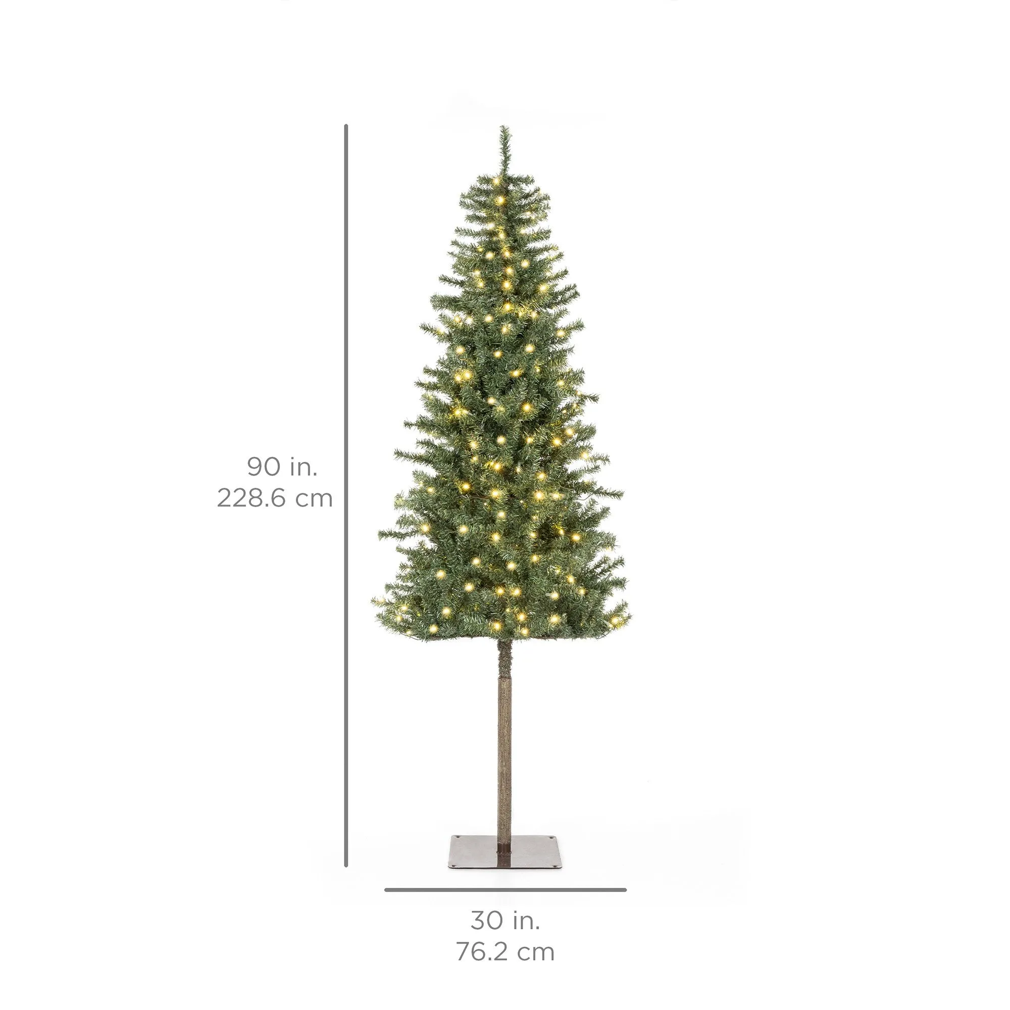 Pre-Lit Artificial Alpine Slim Pencil Christmas Tree w/ LED Lights, Stand