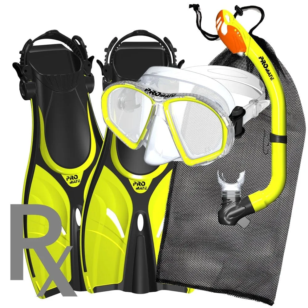 Promate Spectrum Youth Prescription RX Snorkel Combo Set with Snorkeling Fins - SCS0098 RX