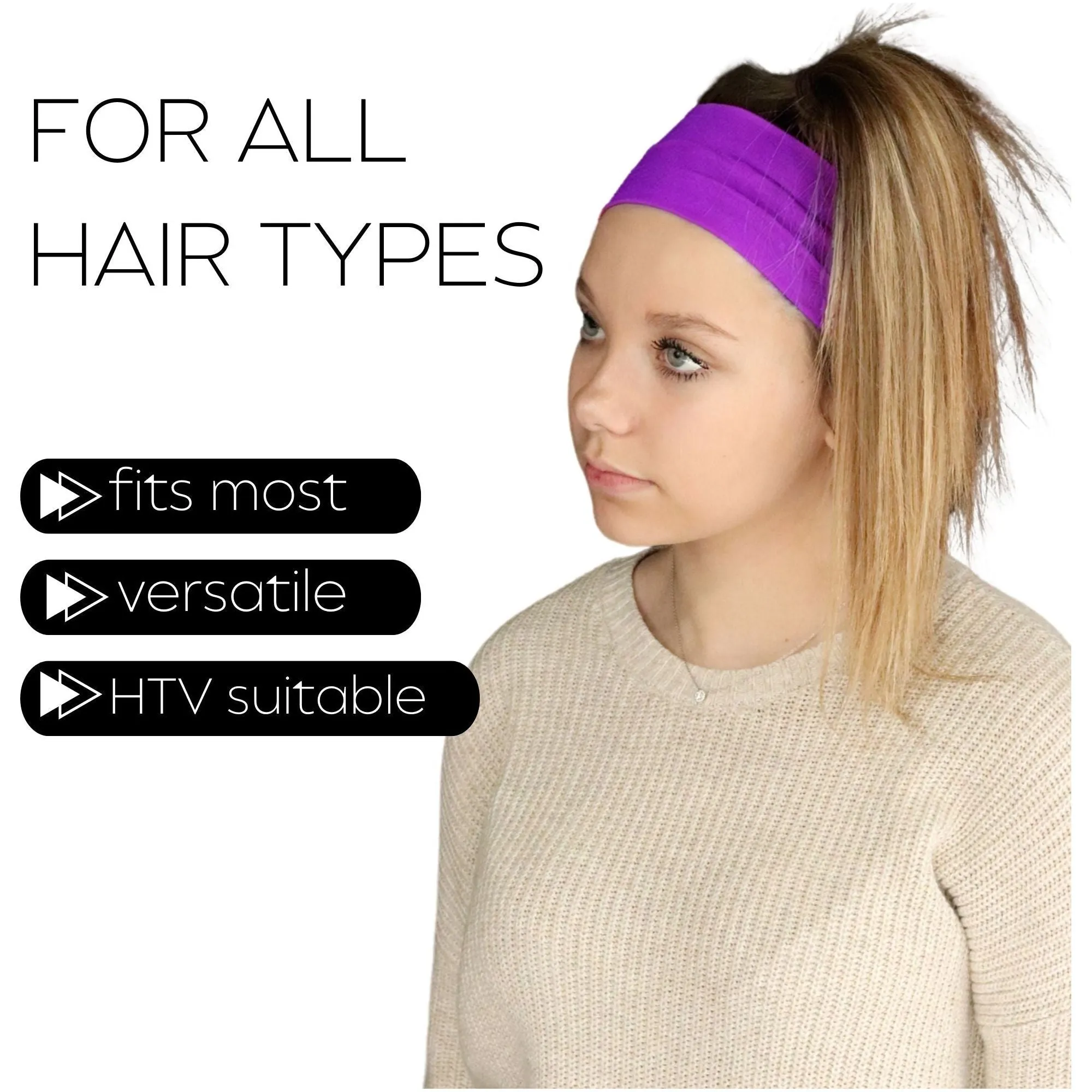 Purple Wide Headbands - 12 Pack