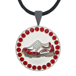 Red Golf Shoes Golf Ball Marker Necklace