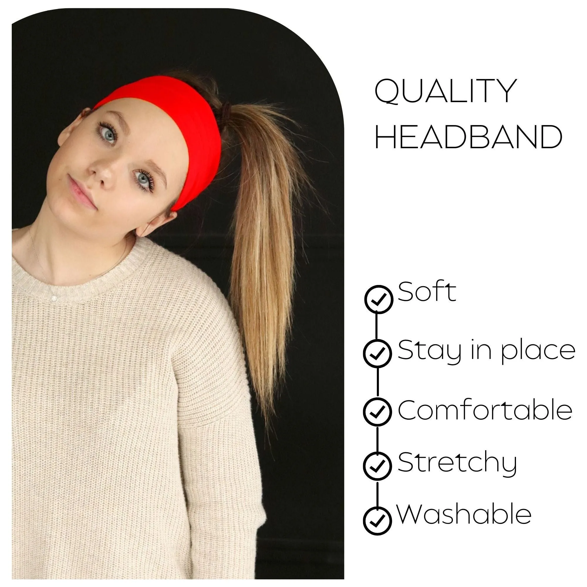 Red Wide Headbands - 12 Pack