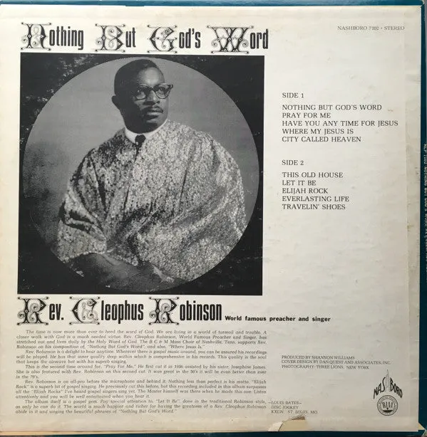 Rev. Cleophus Robinson* - Nothing But God's Word (LP) (VG )