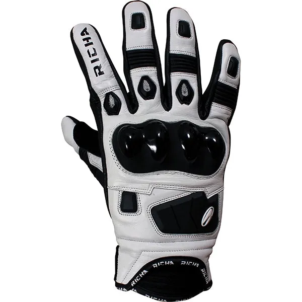 Richa Rock Short Leather Sports Gloves - Black / White