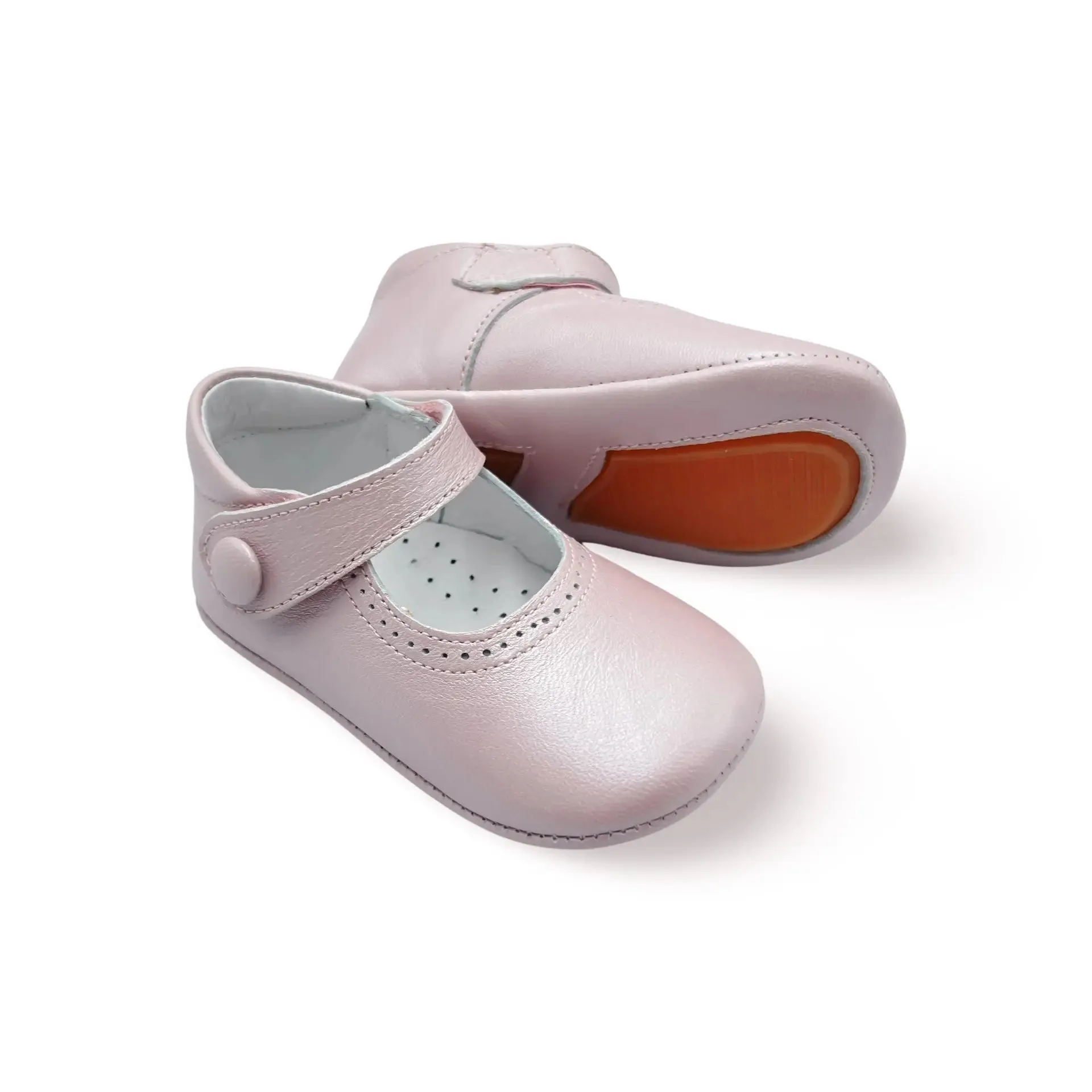 Rosie- Light Pink Leather Baby Mary Jane Shoes