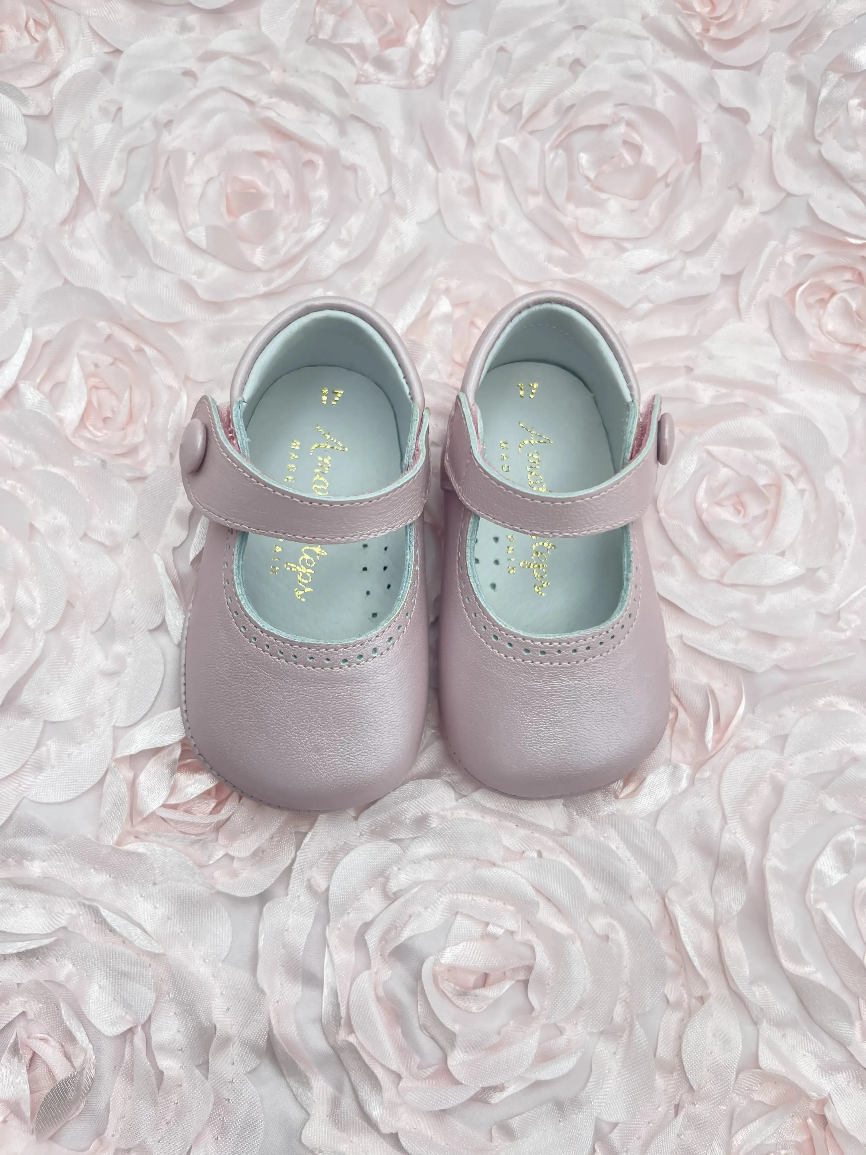 Rosie- Light Pink Leather Baby Mary Jane Shoes