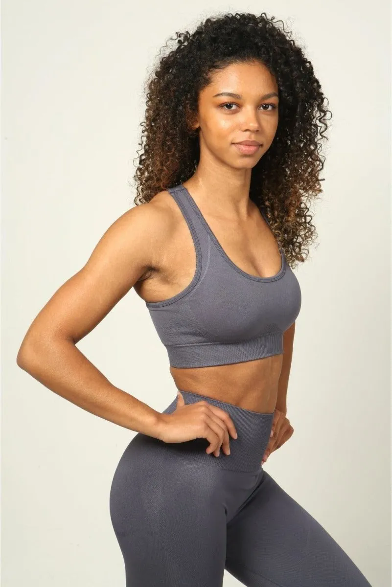 Seamless Sports Bra - Stone Grey