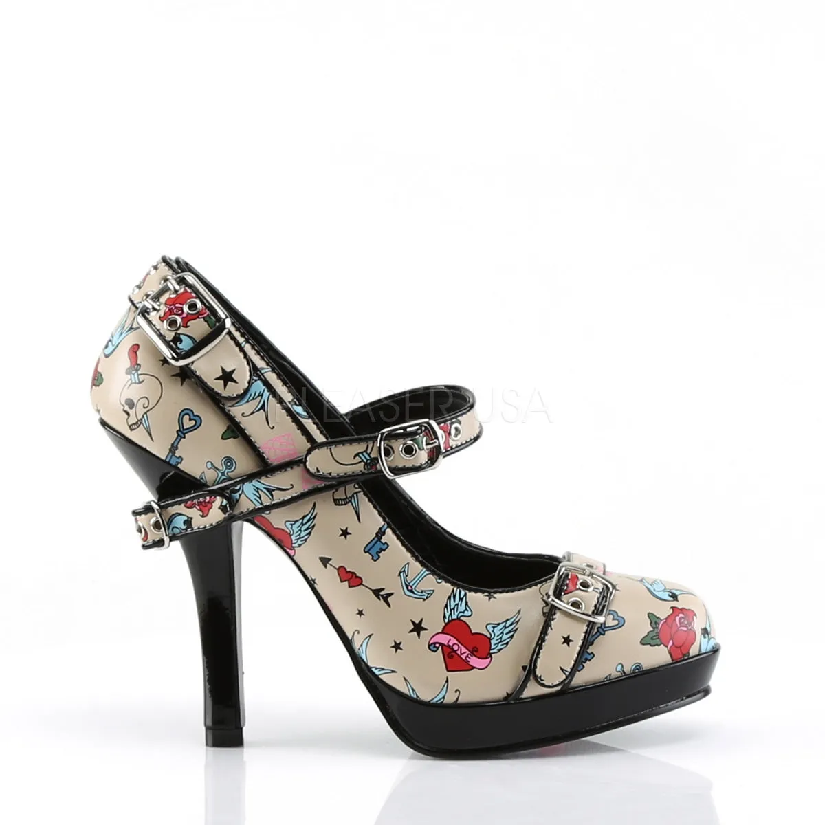 Secret-14 Tattoo Print Heels