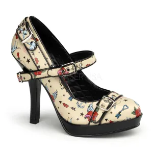 Secret-14 Tattoo Print Heels