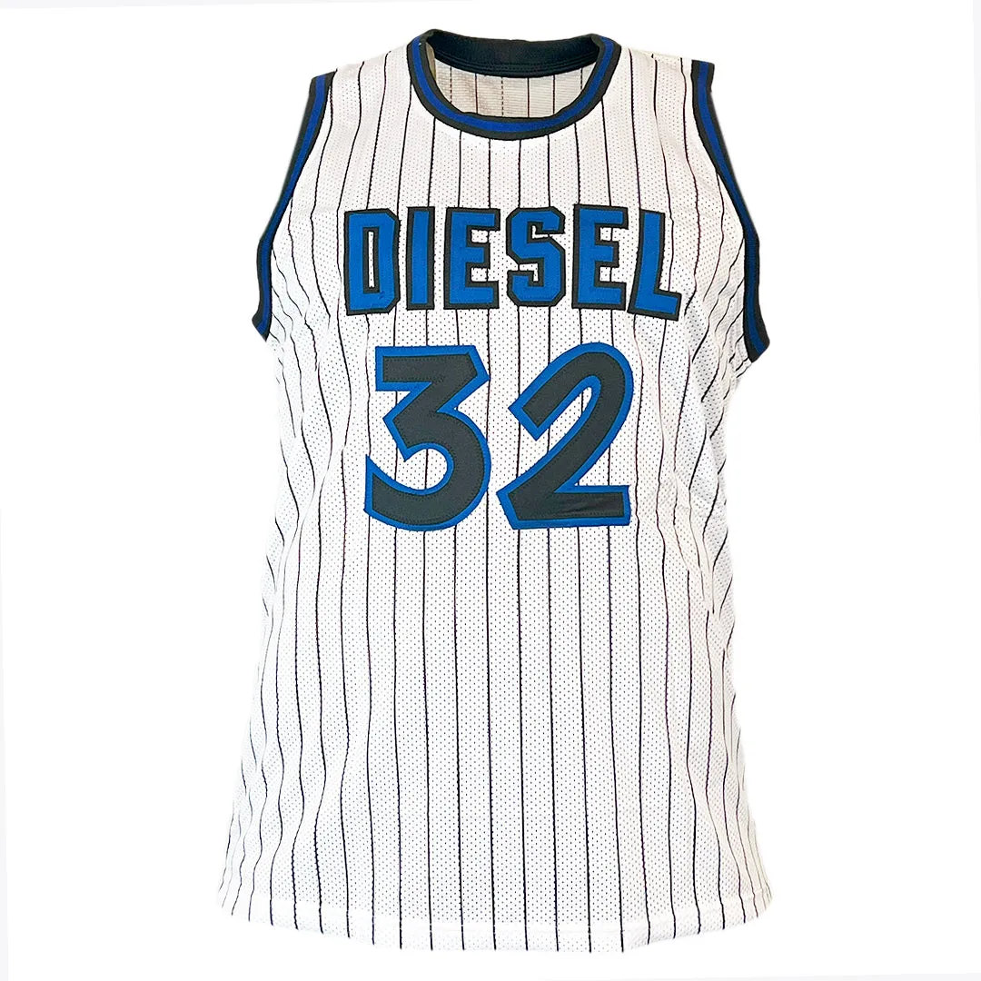 Shaquille O'Neal Signed Orlando White Pinstripe Diesel Basketball Jersey (Beckett)