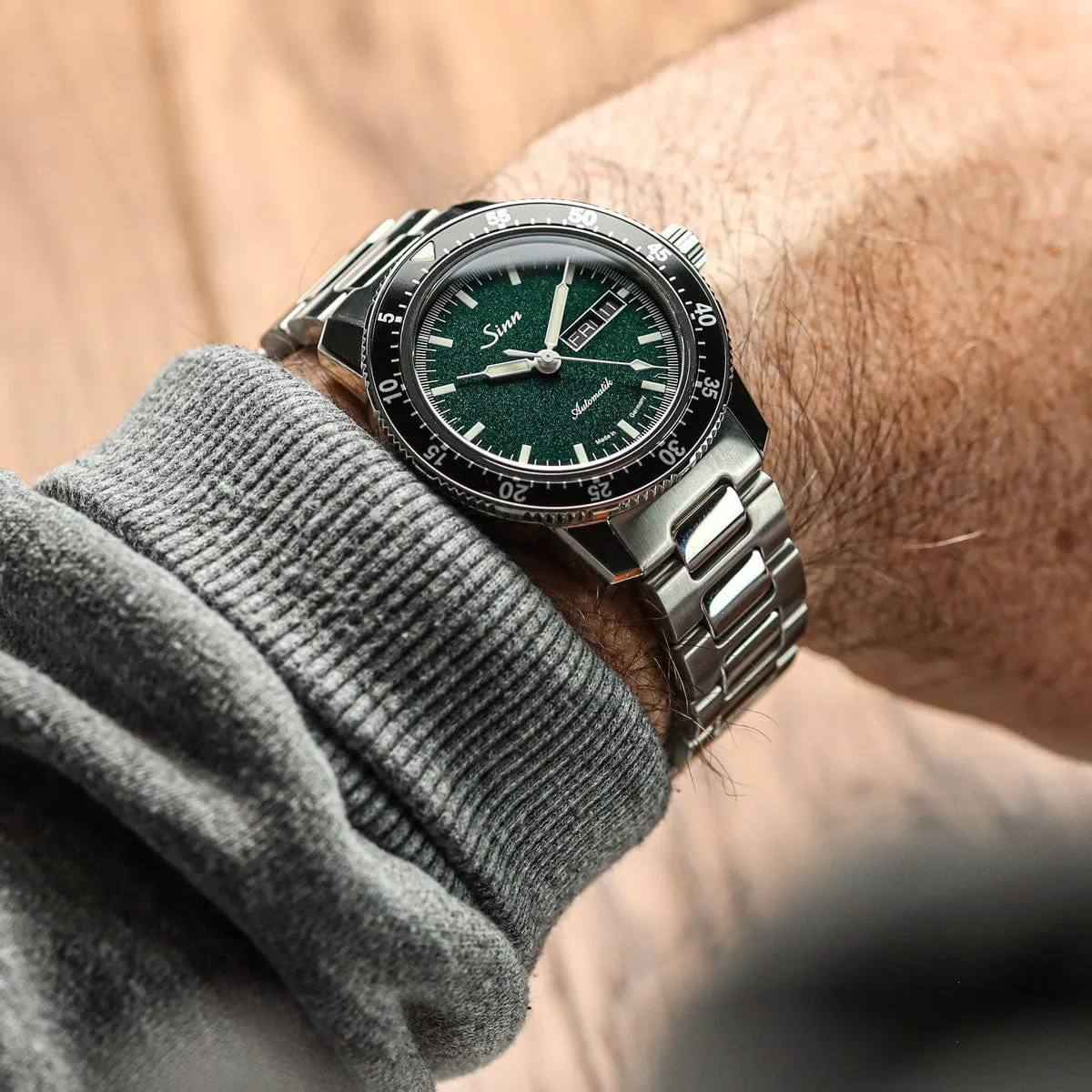 Sinn 104 St Sa I Automatic Sports Watch - Metallic Green Dial - Solid Bracelet