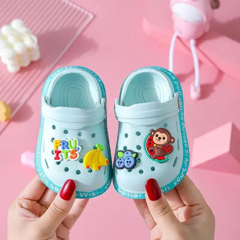 Summer Children Sandals Kids Shoes Slippers Soft Anti-Skid Cartoon DIY Design Hole Baby Shoes Sandy Beach  For Boys Girls Gift