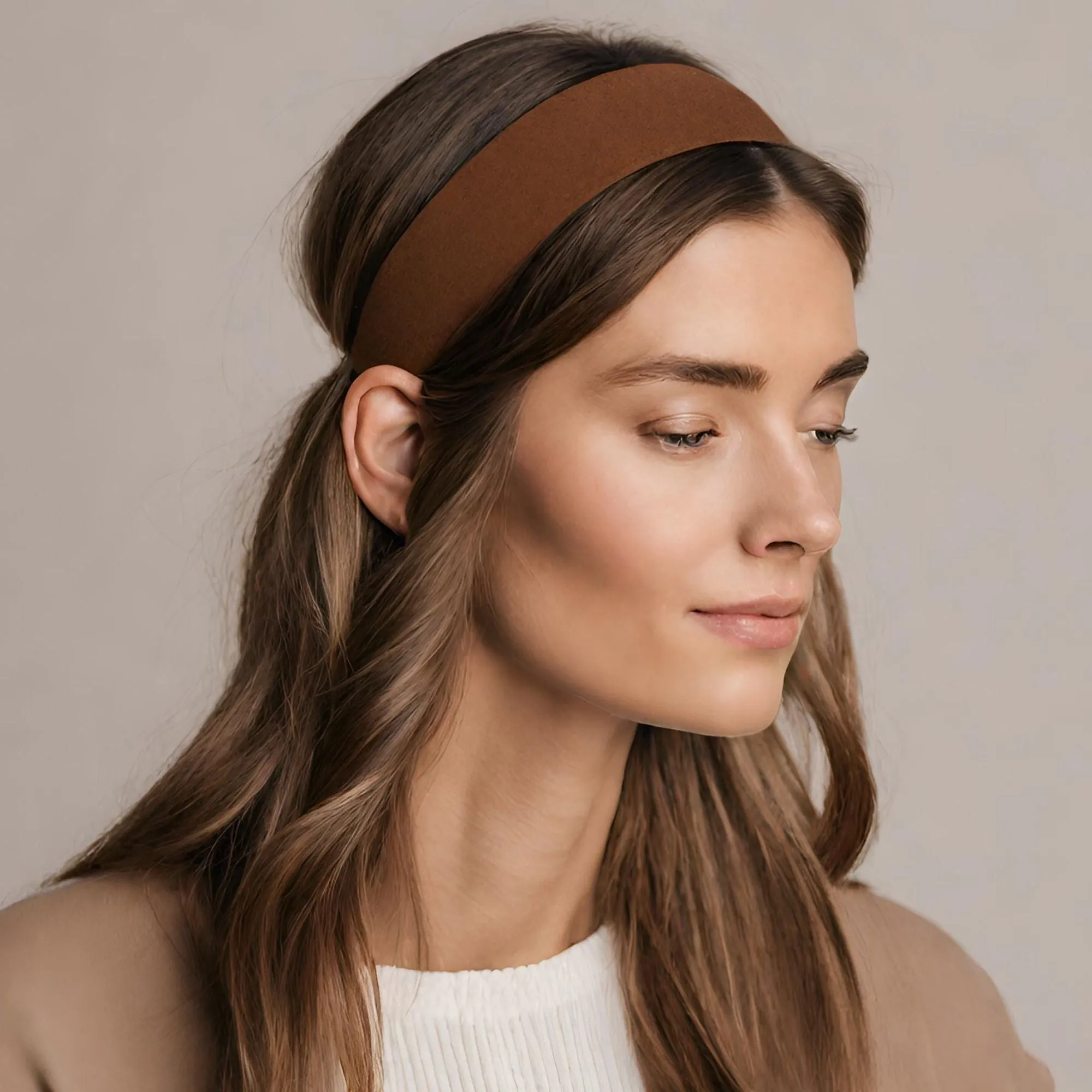 Tan Cotton Headbands - 12 Pack