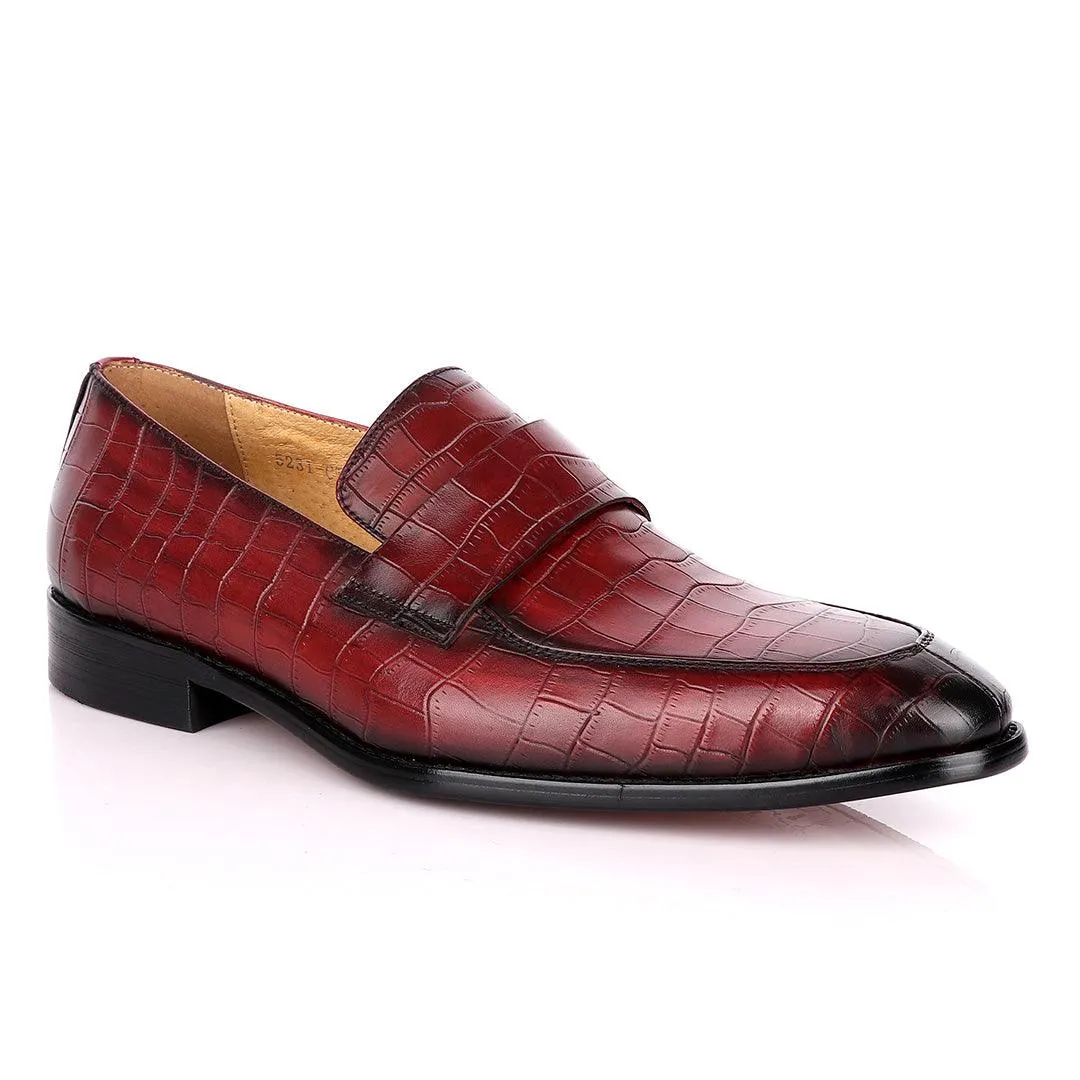 Terry Taylors Croc Leather Wine Slip On Shoe